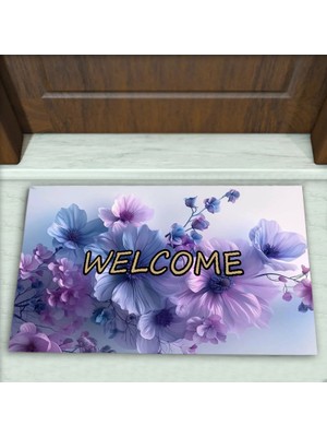 Colorix Carpet Çiçek Desenli Dekoratif Kapı Önü Paspası No: 2082
