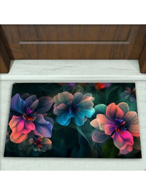 Colorix Carpet Çiçek Desenli Dekoratif Kapı Önü Paspası No: 2163
