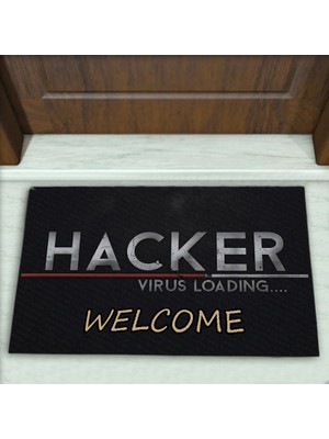 Colorix Carpet Bilgisayar Korsan Desenli Dekoratif Kapı Önü Paspası No: 2543