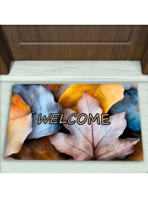 Colorix Carpet Yaprak Desenli Dekoratif Kapı Önü Paspası No: 2623