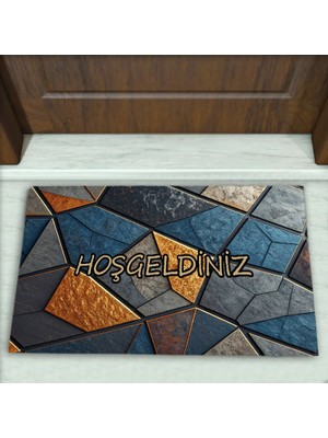 Colorix Carpet Taş Desenli Dekoratif Kapı Önü Paspası No: 2683