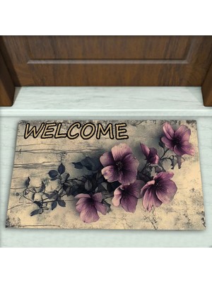 Colorix Carpet Çiçek Desenli Dekoratif Kapı Önü Paspası No: 2799