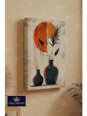 Tablo Royale Vazo Içerisinde Çiçek ve Kadın Silüeti Kanvas Tablo - Salon Tablo - Ofis Tablo