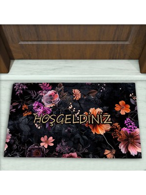 Colorix Carpet Çiçek Desenli Dekoratif Kapı Önü Paspası No: 2030