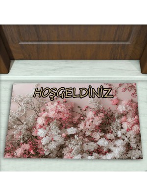 Colorix Carpet Çiçek Desenli Dekoratif Kapı Önü Paspası No: 2804