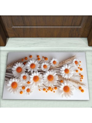 Colorix Carpet Papatya Desenli Dekoratif Kapı Önü Paspası No: 2820