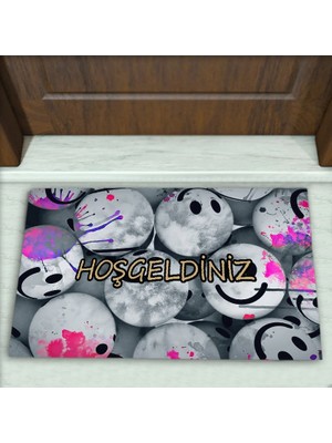 Colorix Carpet Emoji Desenli Dekoratif Kapı Önü Paspası No: 2143