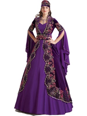 Ceyyiz Kadife Özel Dikim 5 Parça Bindallı Kına Elbisesi Badegül