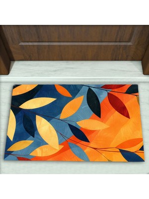 Colorix Carpet Yaprak Desenli Dekoratif Kapı Önü Paspası No: 2291