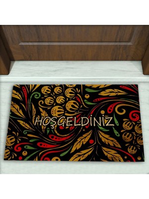 Colorix Carpet Çiçek Desenli Dekoratif Kapı Önü Paspası No: 2340