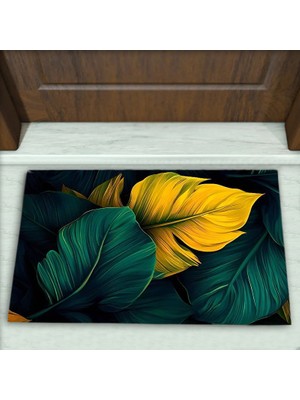 Colorix Carpet Yaprak Desenli Dekoratif Kapı Önü Paspası No: 2344