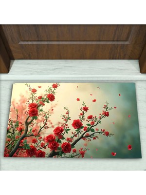 Colorix Carpet Çiçek Desenli Dekoratif Kapı Önü Paspası No: 2365
