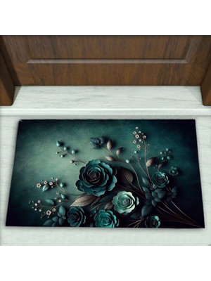 Colorix Carpet Çiçek Desenli Dekoratif Kapı Önü Paspası No: 2464