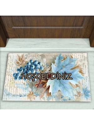 Colorix Carpet Yaprak Desenli Dekoratif Kapı Önü Paspası No: 2471