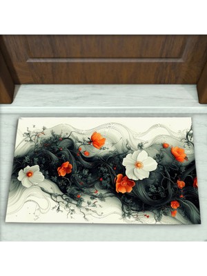 Colorix Carpet Çiçek Desenli Dekoratif Kapı Önü Paspası No: 2517