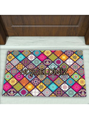Colorix Carpet Geometrik Desenli Dekoratif Kapı Önü Paspası No: 2567