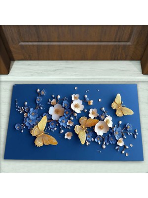 Colorix Carpet Kelebek Desenli Dekoratif Kapı Önü Paspası No: 2685