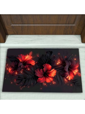 Colorix Carpet Çiçek Desenli Dekoratif Kapı Önü Paspası No: 2100