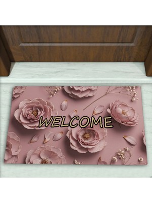 Colorix Carpet Gül Desenli Dekoratif Kapı Önü Paspası No: 2827