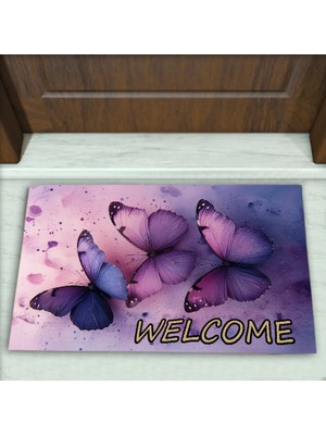 Colorix Carpet Kelebek Desenli Dekoratif Kapı Önü Paspası No: 2503