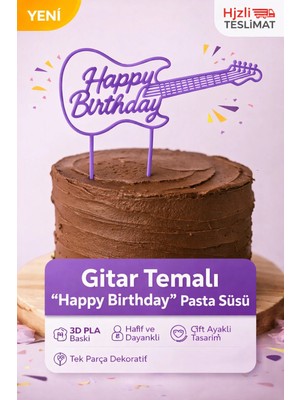 Liya3D Gitar Temalı Pasta Süsü