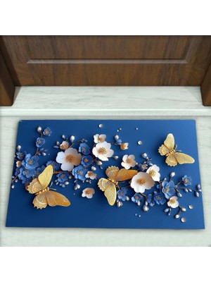 Colorix Carpet Kelebek Desenli Dekoratif Kapı Önü Paspası No: 2551