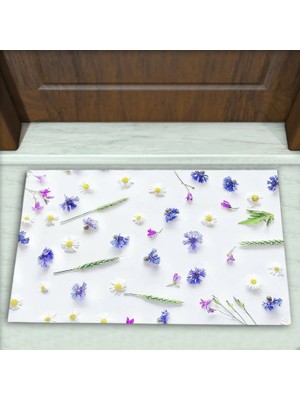 Colorix Carpet Çiçek Desenli Dekoratif Kapı Önü Paspası No: 2066