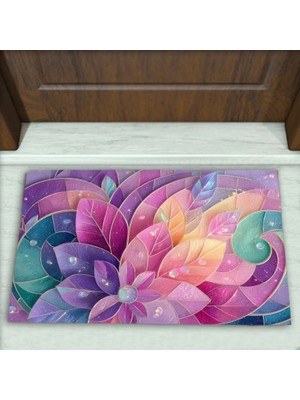 Colorix Carpet Yaprak Desenli Dekoratif Kapı Önü Paspası No: 2726