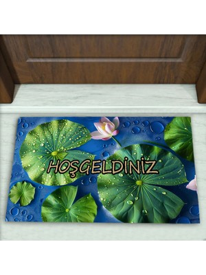 Colorix Carpet Çiçek Desenli Dekoratif Kapı Önü Paspası No: 2075