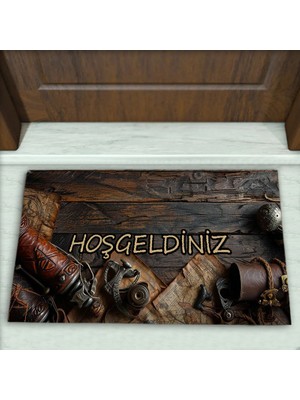 Colorix Carpet Korsan Desenli Dekoratif Kapı Önü Paspası No: 1863