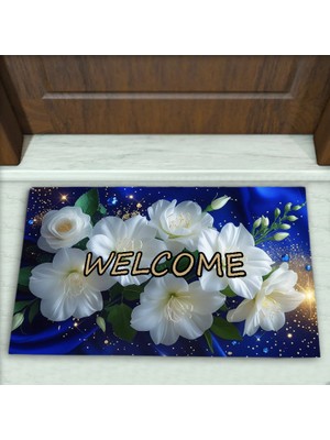 Colorix Carpet Çiçek Desenli Dekoratif Kapı Önü Paspası No: 2749