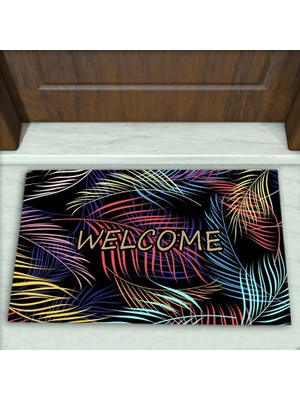 Colorix Carpet Yaprak Desenli Dekoratif Kapı Önü Paspası No: 2761