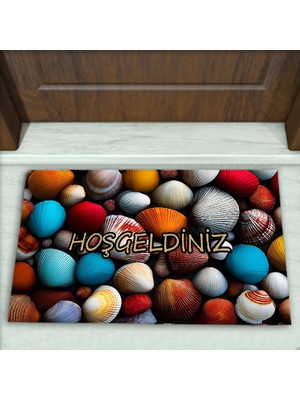 Colorix Carpet Deniz Kabuğu Desenli Dekoratif Kapı Önü Paspası No: 2604