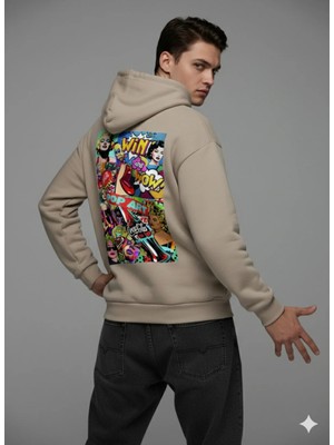 Lenithra Pop Art Coca Cola Sırt Baskılı Unisex Oversize Hoodie