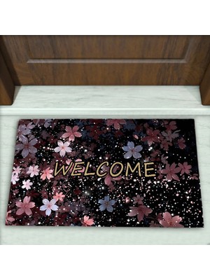 Colorix Carpet Çiçek Desenli Dekoratif Kapı Önü Paspası No: 2266