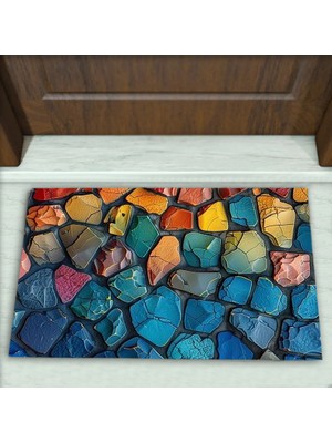 Colorix Carpet Taş Desenli Dekoratif Kapı Önü Paspası No: 2315