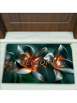 Colorix Carpet Çiçek Desenli Dekoratif Kapı Önü Paspası No: 1951