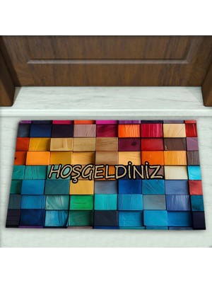 Colorix Carpet Geometrik Desenli Dekoratif Kapı Önü Paspası No: 2107