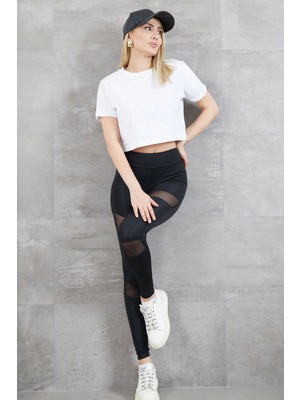 Colezium Kadın Tül Detaylı Tayt