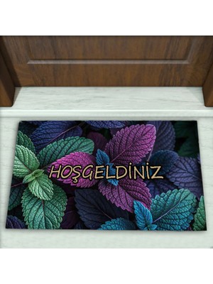 Colorix Carpet Yaprak Desenli Dekoratif Kapı Önü Paspası No: 2629