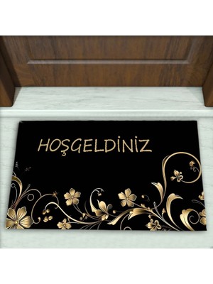 Colorix Carpet Çiçek Desenli Dekoratif Kapı Önü Paspası No: 2678