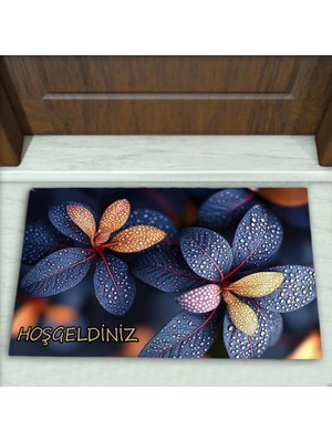 Colorix Carpet Yaprak Desenli Dekoratif Kapı Önü Paspası No: 2202