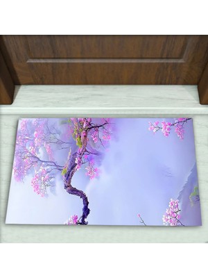 Colorix Carpet Çiçek Desenli Dekoratif Kapı Önü Paspası No: 2207