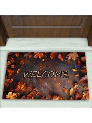 Colorix Carpet Yaprak Desenli Dekoratif Kapı Önü Paspası No: 2210