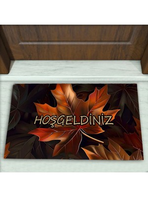 Colorix Carpet Yaprak Desenli Dekoratif Kapı Önü Paspası No: 2225