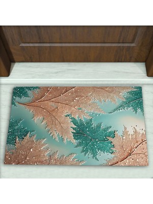 Colorix Carpet Yaprak Desenli Dekoratif Kapı Önü Paspası No: 2720