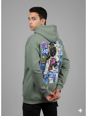 Lenithra Astronot Pop Art Sırt Baskılı Unisex Oversize Hoodie