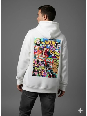 Lenithra Pop Art Coca Cola Sırt Baskılı Unisex Oversize Hoodie