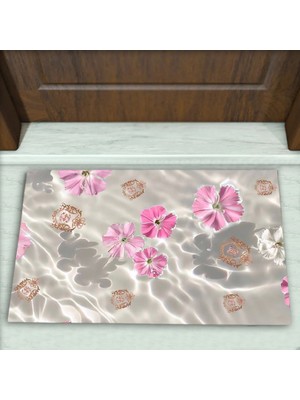 Colorix Carpet Çiçek Desenli Dekoratif Kapı Önü Paspası No: 2035