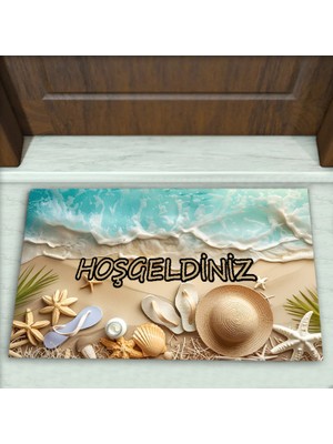 Colorix Carpet Sahil Desenli Dekoratif Kapı Önü Paspası No: 2048